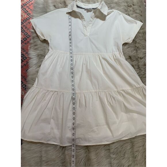 THML Womens Collared Short Sleeve Cream Dress Medium - Picture 9 of 10